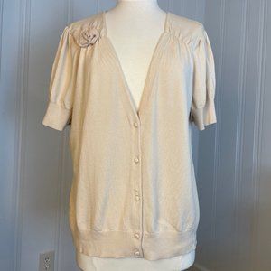 Loft Vintage Style Cream Cardigan with Rosette Detail Size XL